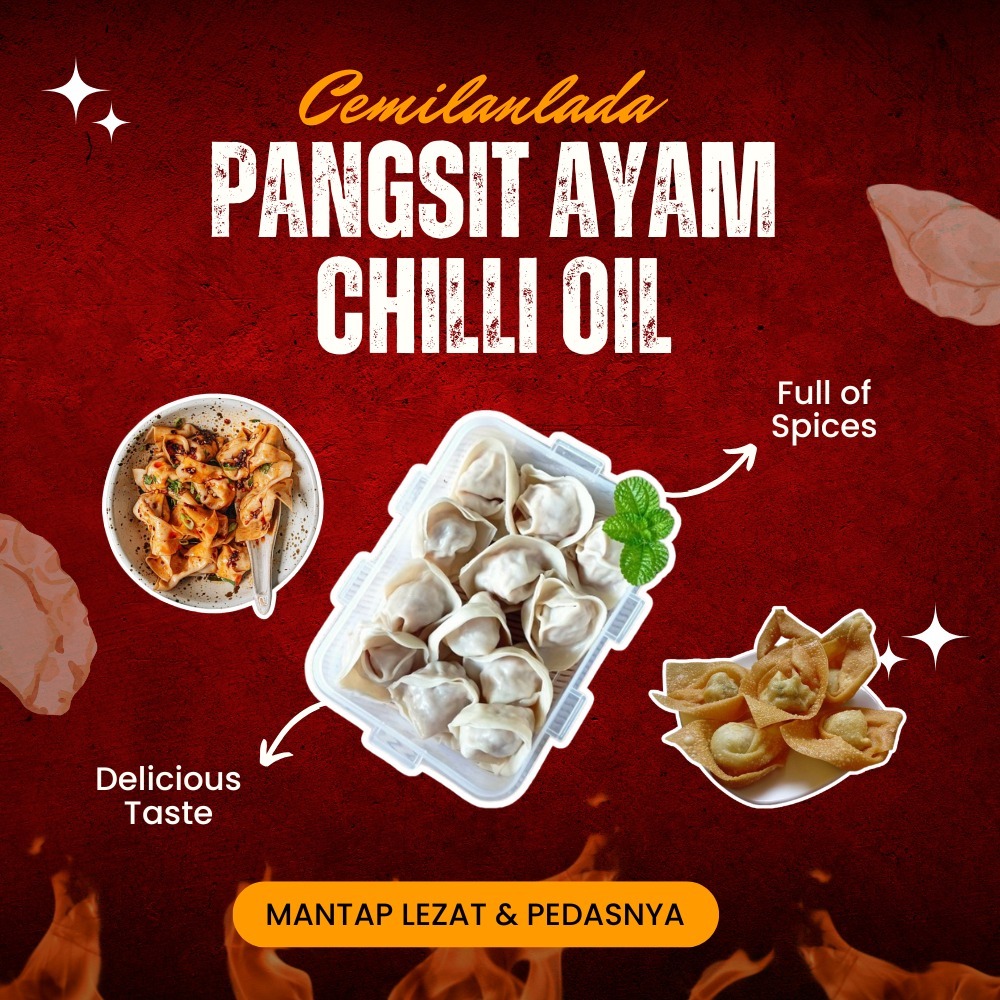 Pangsit Ayam / Pangsit Rebus / Pangsit Goreng / Chilli Oil Isi 5 Pcs