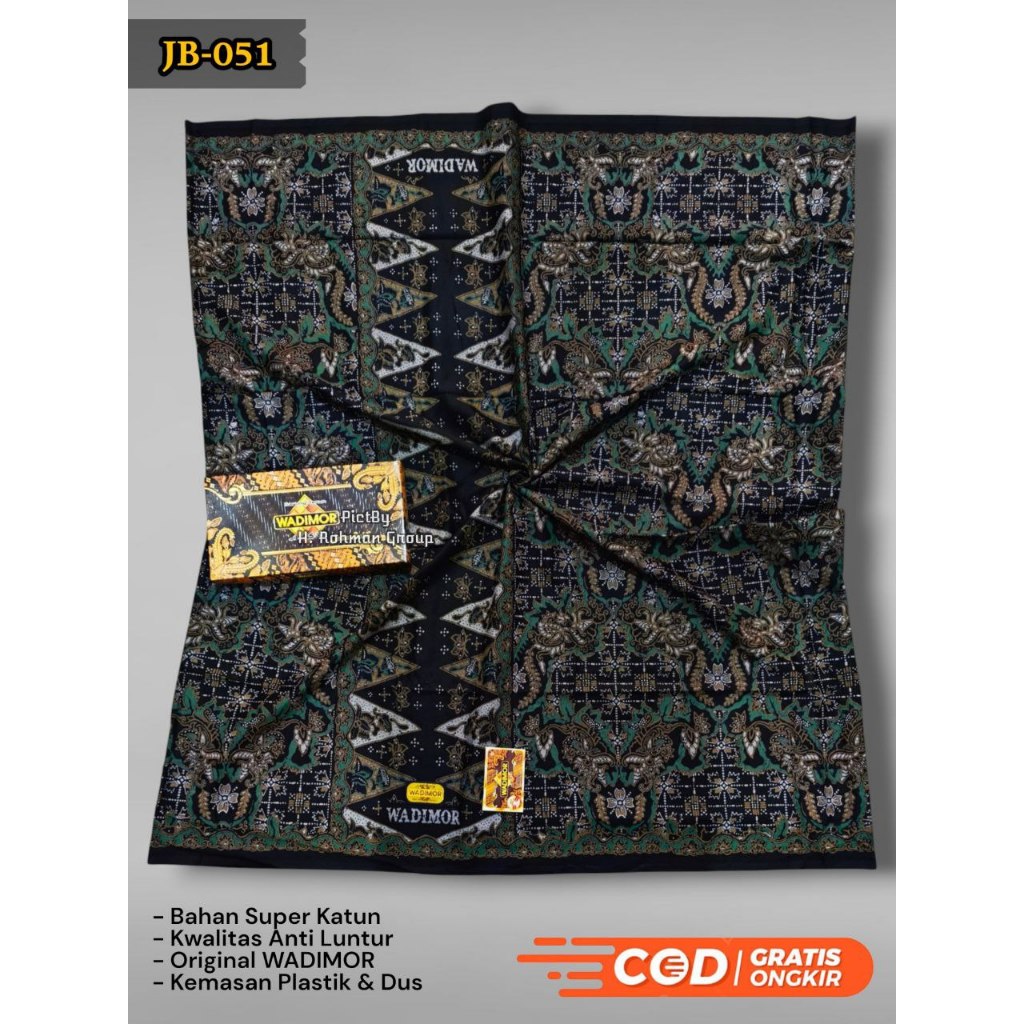 SARUNG SANTRI WARNA HITAM BATIK / WADIMOR DEWASA / WADIMOR BALI 555 TUMPAL KEMBANG MOTIF BATIK TERBA