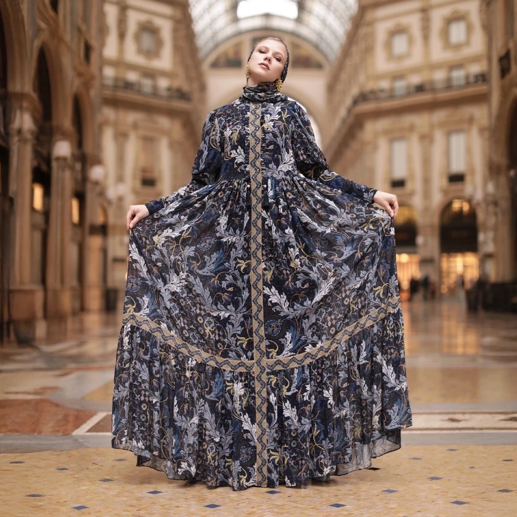 MANDJHA Queen Mary Dress By IVAN GUNAWAN - Gaun Gamis Navy