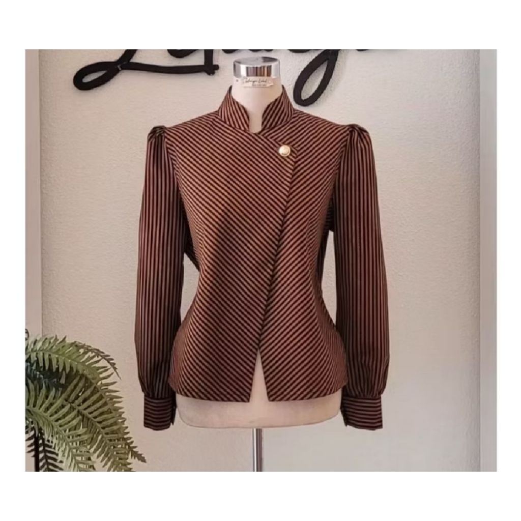 Blus Batik Kerja Kondangan Motif Lurik Solo  Lapis Tricot