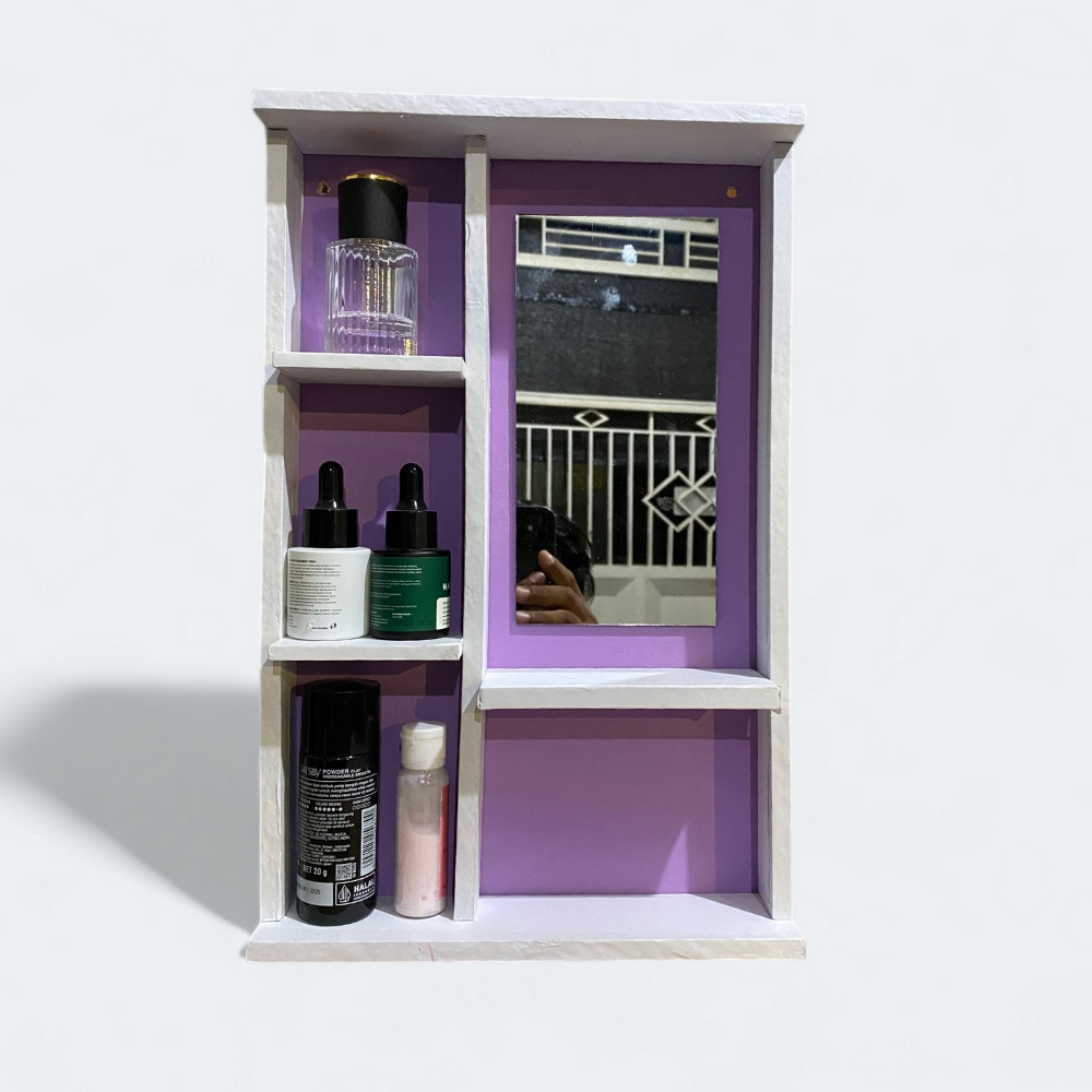 Rak Kosmetik Gantung Kaca 5 Kolom / RAK KOSMETIK GANTUNG // CERMIN MINI RIAS / RAK RIAS MURAH KOKOH