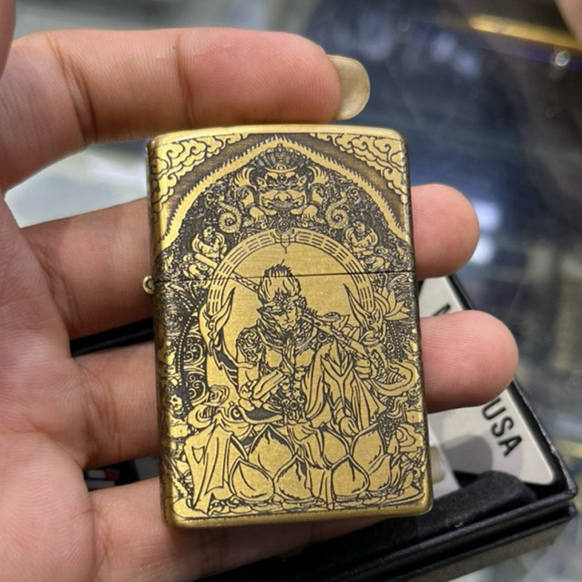 korek api pemantik zippo usa 5 side gold motif sung wukong best quality