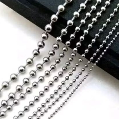 Kalung bola baja putih titanium pria wanita anti karat