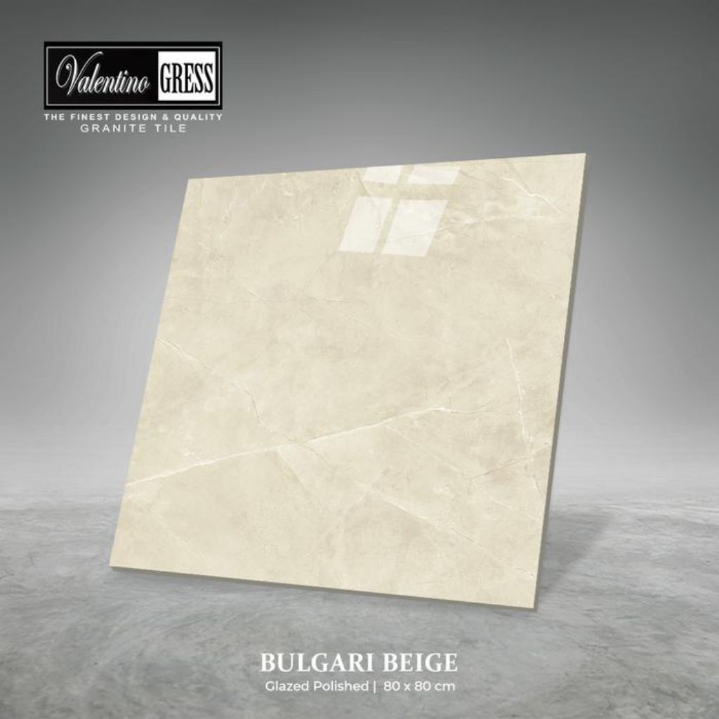 Granit Lantai 80x80 Bulgari Beige Valentino Gress Glazed Polished
