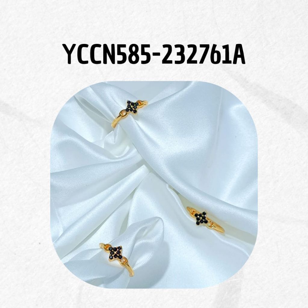 Yaxiya Cincin Wanita Motif Permata Hitam Simpel Dan Elegan Jewelry Cincin Aksesoris/YCCN-2761A