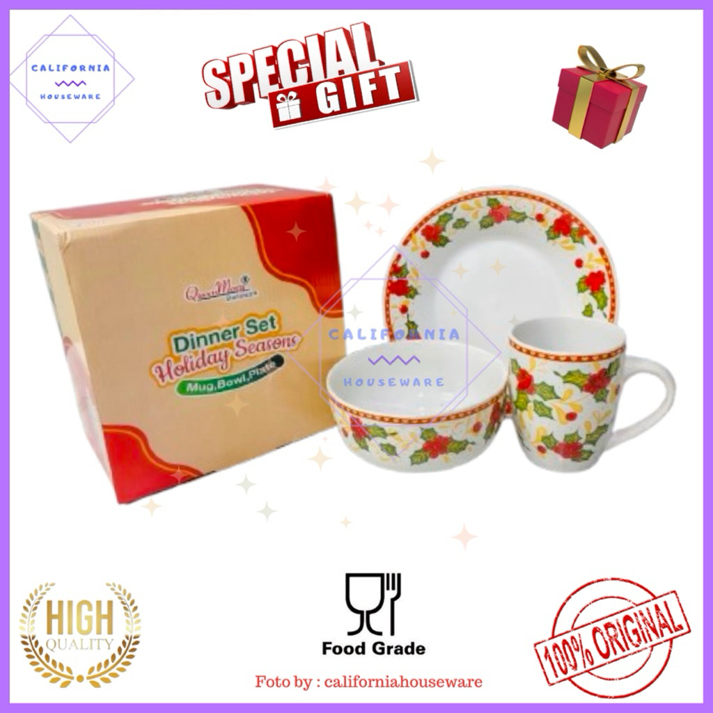 SPECIAL GIFT Dinner Set 3pcs / Hampers Mug Bowl Plate / Hampers Dinner Set 3pcs