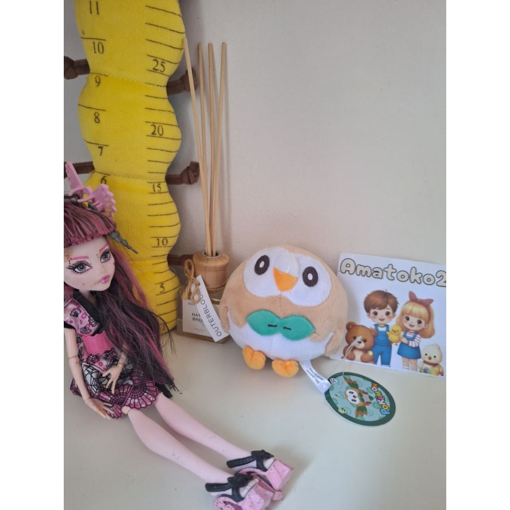 Boneka kecil gantungan kunci pokemon rowlet burung