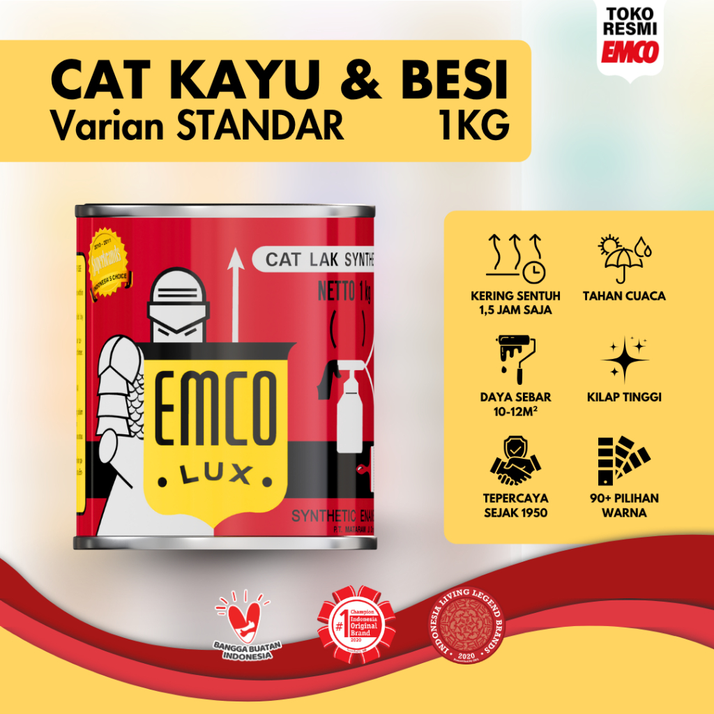 Virgo Emco Lux Cat Kayu & Besi 1kg - Warna Standar Hitam Putih Merah Coklat Biru Hijau Kuning