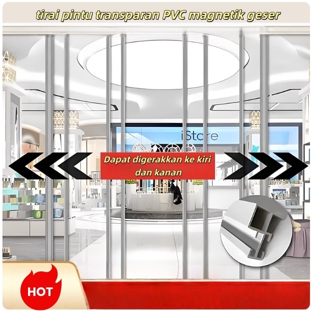 VCology -Tirai pintu magnetik dengan rel geser penahan angin dan menjaga hangat saat musim dingin, t
