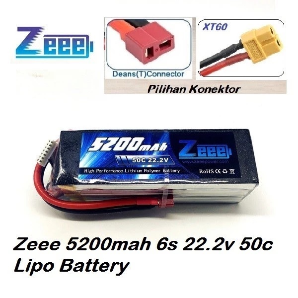 Zeee 5200mah 6s 22.2v 50c Lipo Battery.