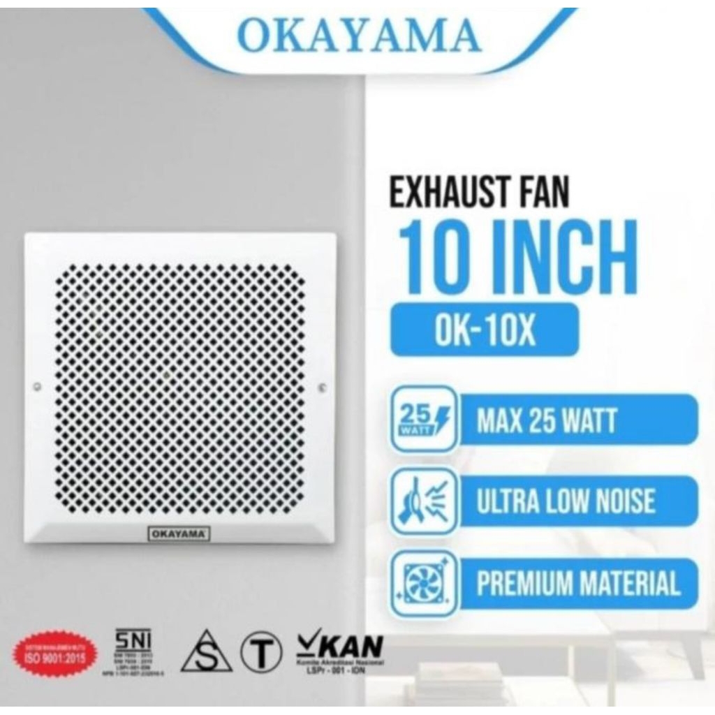 Hexos Flafon / Kipas Angin Hisap 10inch Merk Okayama Ber SNI