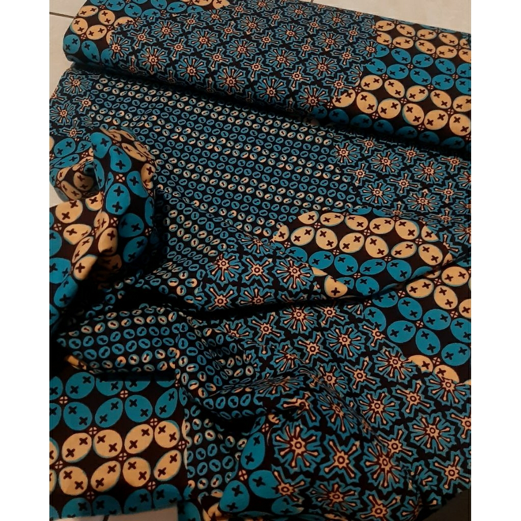 bahan kain katun poplin tokai ex garment branded grade a motif semi batik 2 seri warna