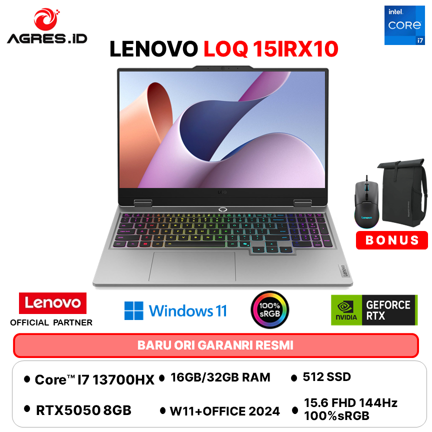 LENOVO LOQ 15 I7 13700HX RTX5050 8GB - 32GB 512GB W11+OHS 15.6FHD 144HZ 100SRGB 24ZRGB -QDID