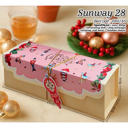 Box Natal Kotak Kue Motif Sunway Natal Christmas Hadiah Packaging Kado Hampers Dus Cake