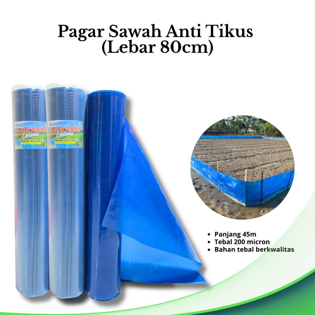 Pagar Sawah Pinian Lebar 80cm-Pagar Sawah Anti Hama lebar 80cm-Plastik Pagar Sawah Anti Tikus-Plasti