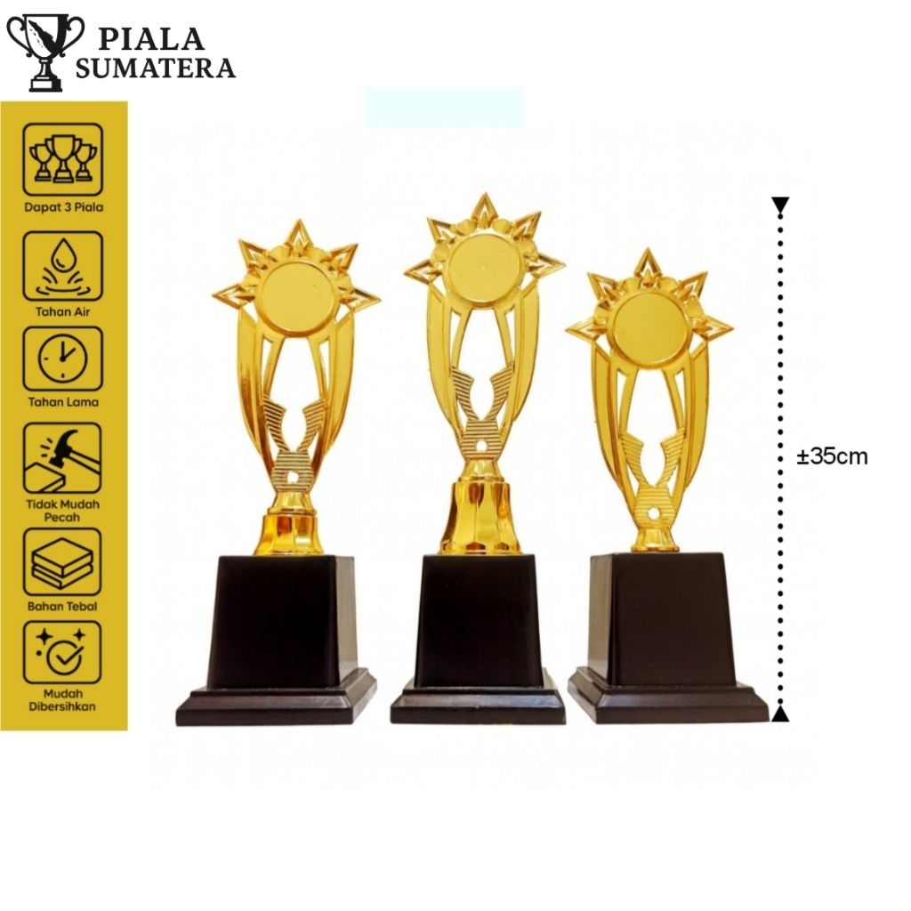 [ DAPAT 3 PIALA ] PIALA EKONOMIS 123 JUARA TANPA STIKER LOMBA CUP TROPHY BOLA VOLI FUTSAL CERDAS CER