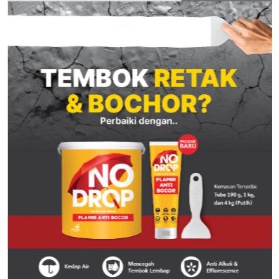Cat Dasar Anti Bocor No Drop 4KG Untuk Tembok & 1KG DEMPUL TEMBOK RETAK PLAMIR