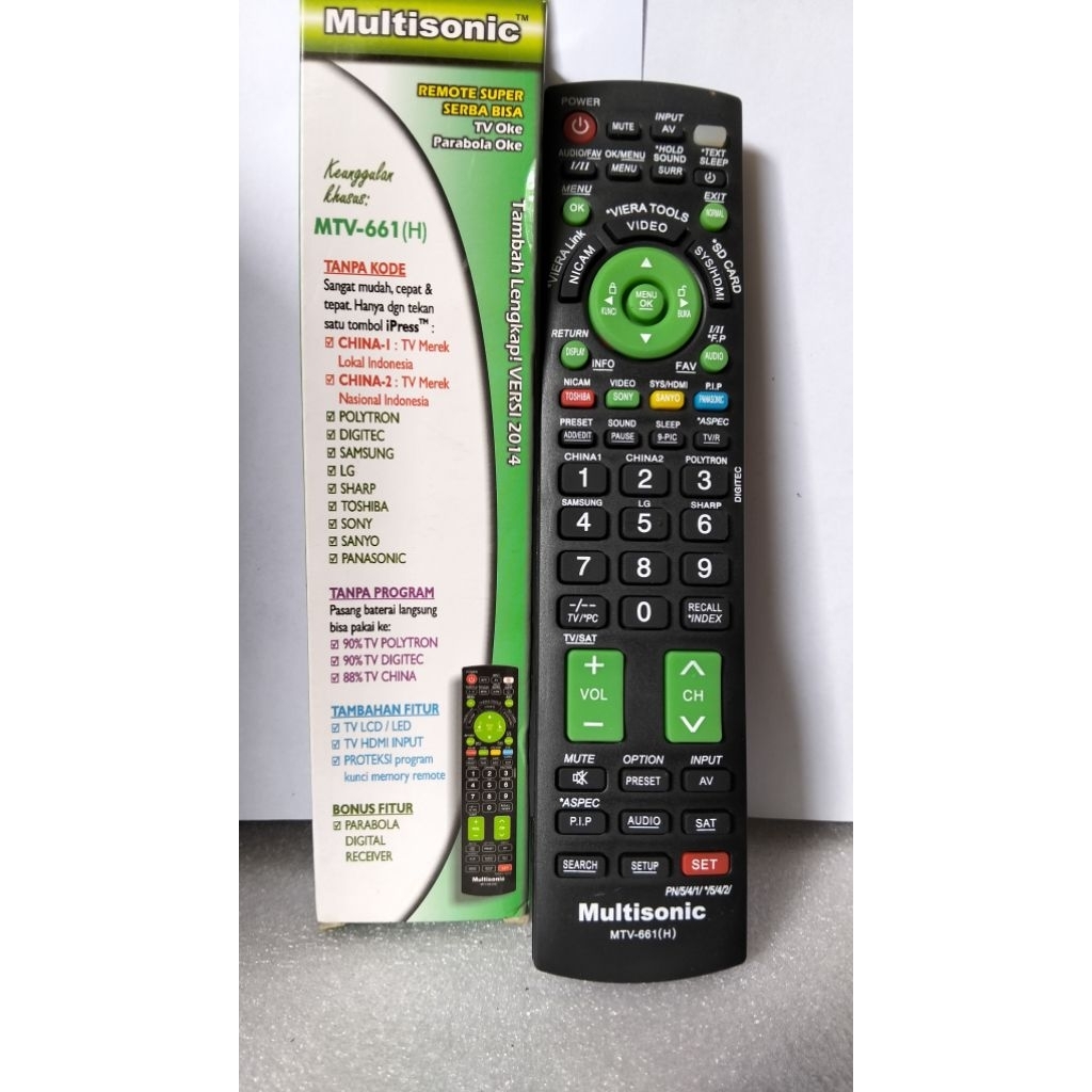 Remote TV Tabung Universal Multi Semua Merk Multisonic MTV-661(H)