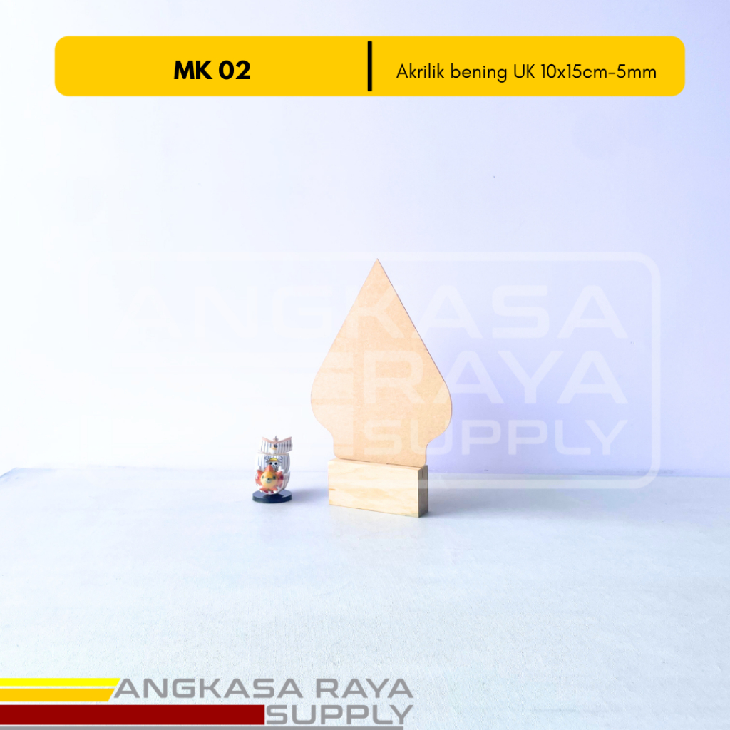 Plakat Vandel Polos Akrilik Bening  Tatakan Kayu ukuran 10x15cm Tebal 5mm