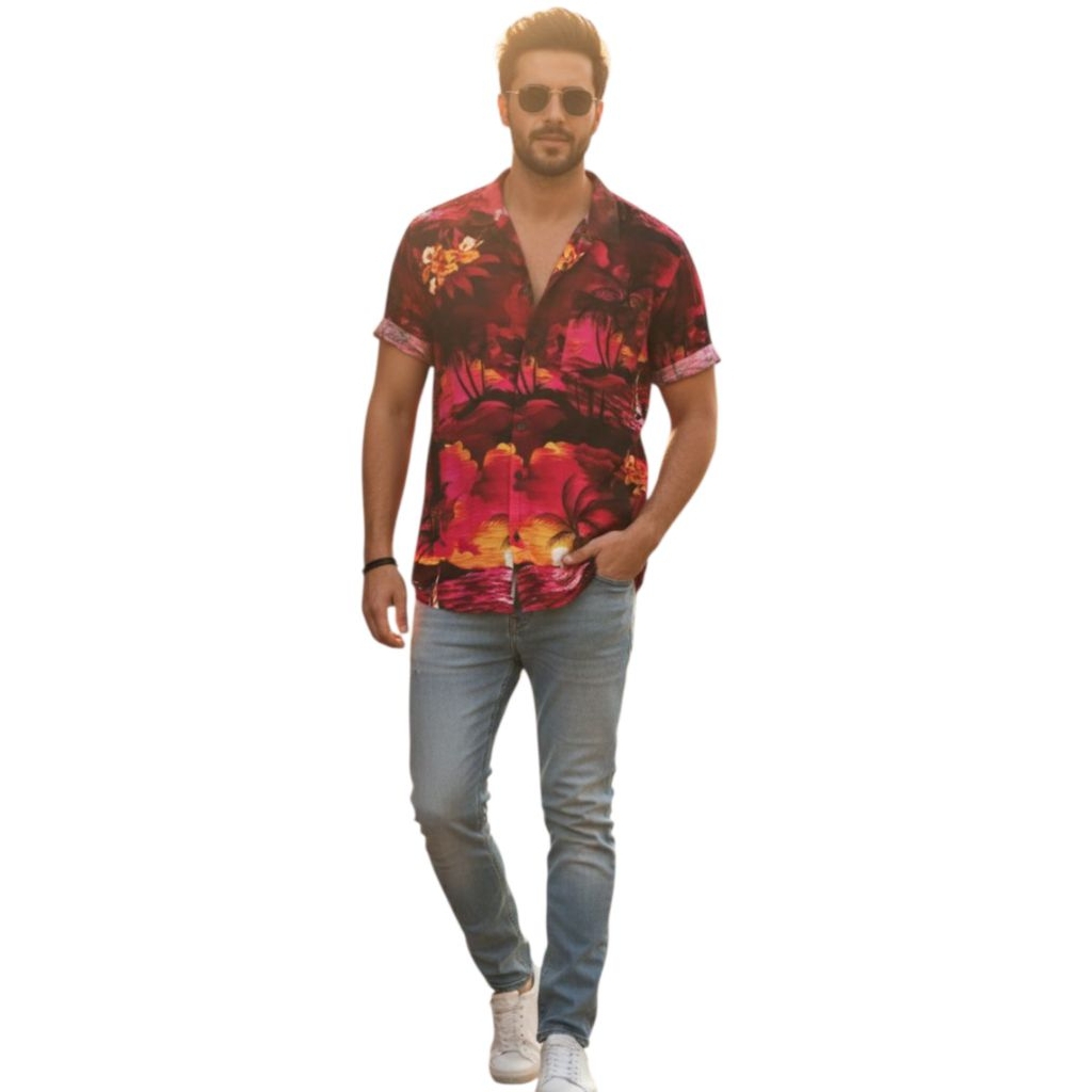 KEMEJA PANTAI PRIA/KEMEJA PRIA MOTIF PANTAI/HEM CORAK PANTAI/KEMEJA PANTAI TERBARU