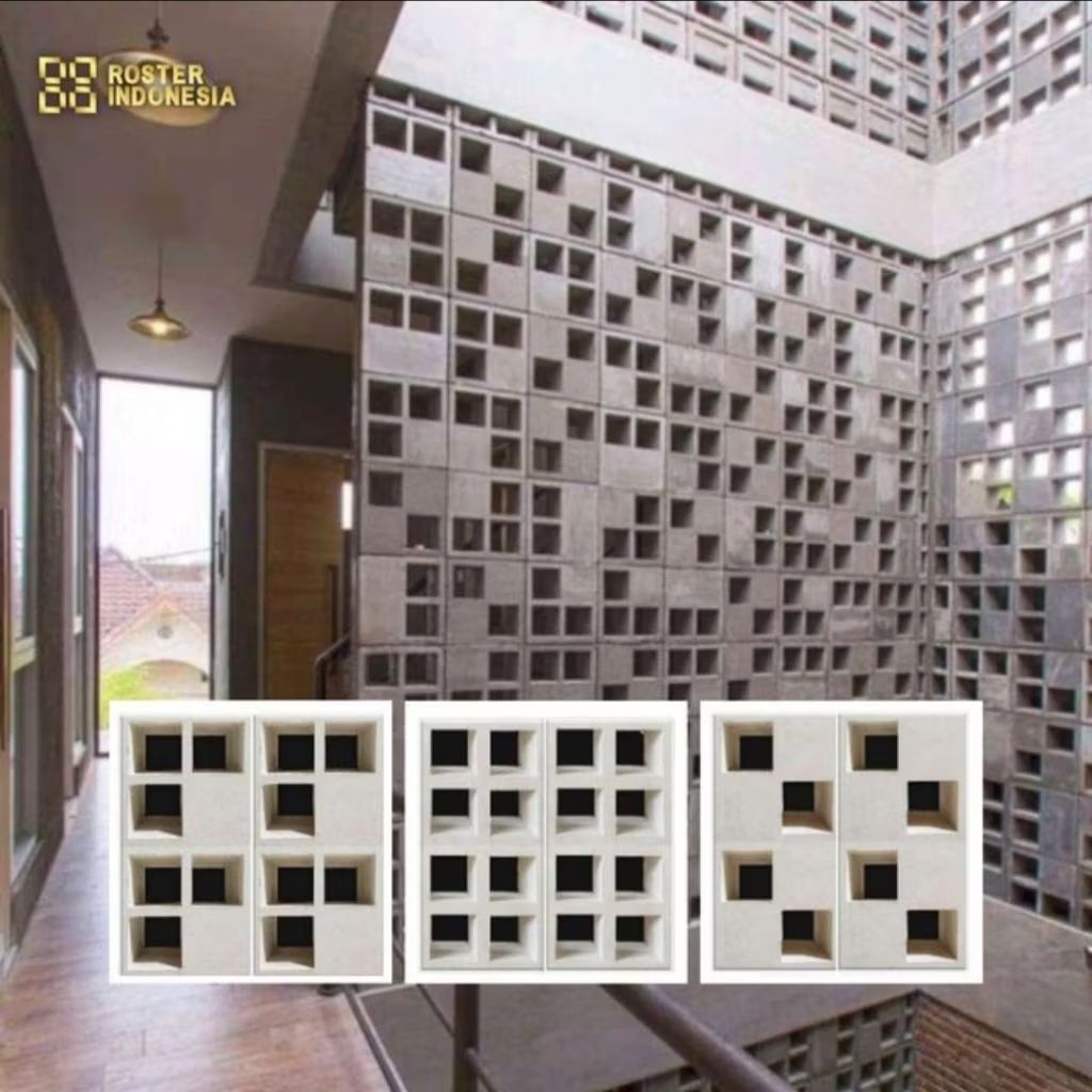 ROSTER BETON DADU MIX (20×20)roster beton minimalis, roster beton dadu, loster beton minimalis, rost