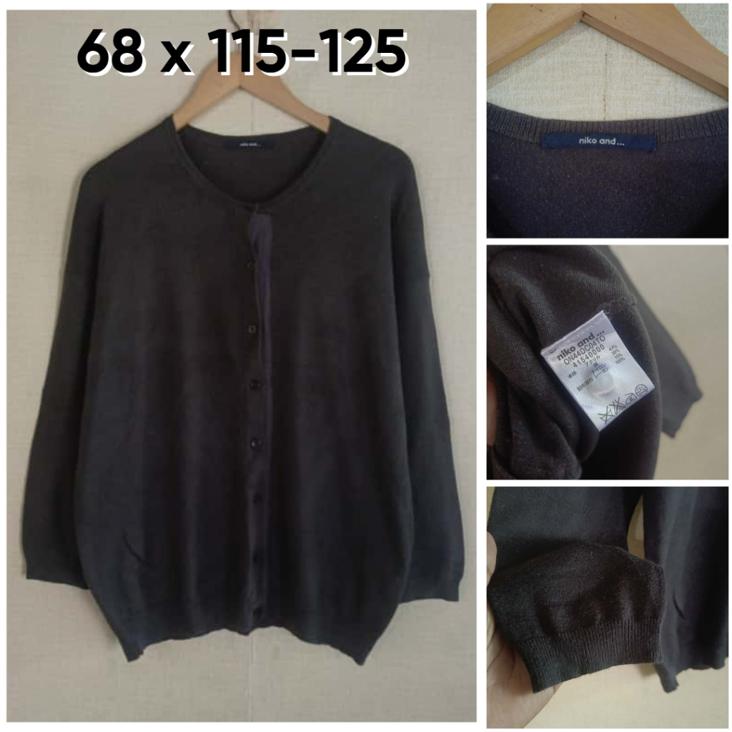 Cardigan Niko And... Coklat Tua O Neck Size M Wanita Cardi Knit C197