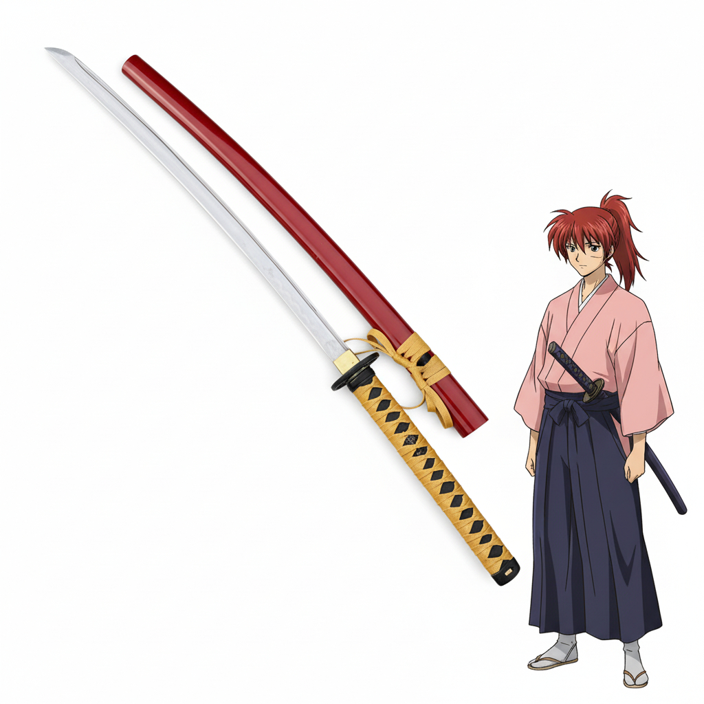 katana kayu HIMURA KENSHIN SAKABATO COSPLAY 100CM terlaris 100cm