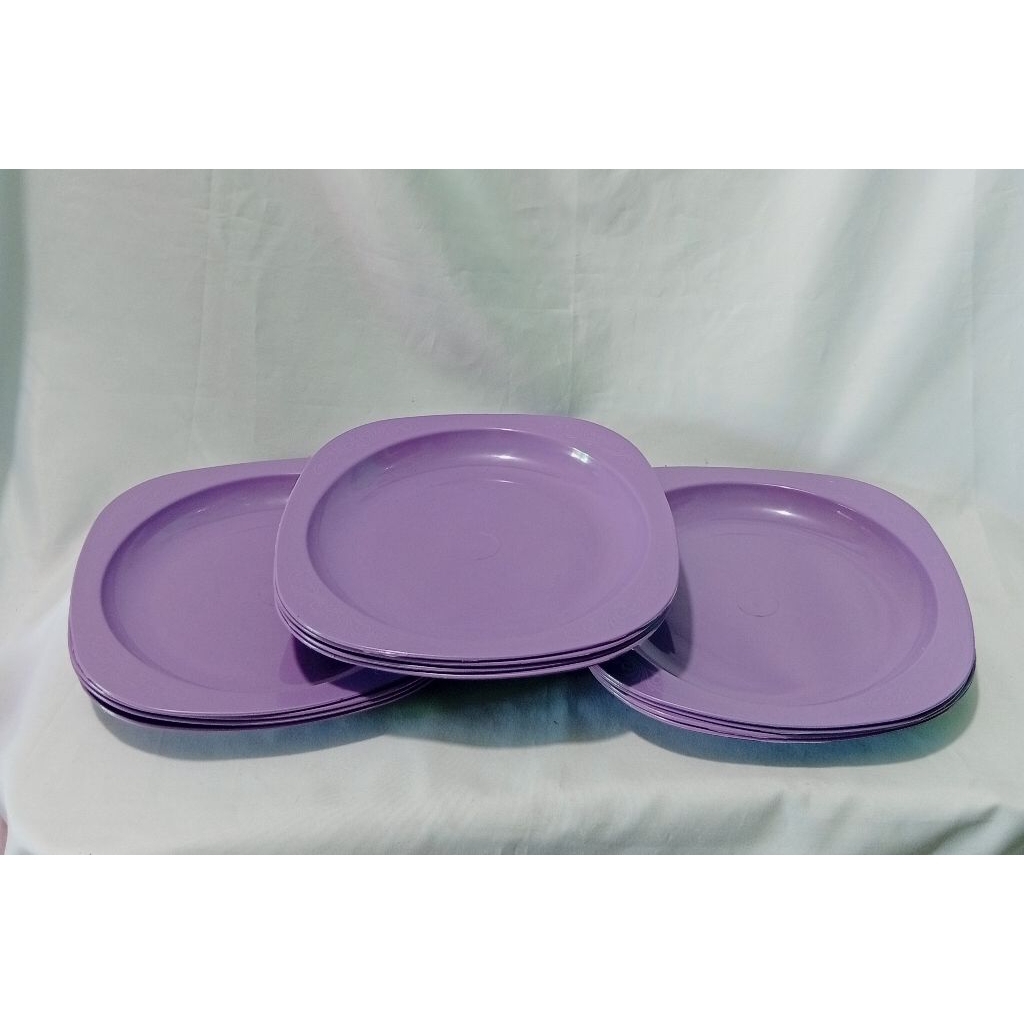 1 LUSIN/12 PCS PIRING MAKAN PERSEGI WARNA UNGU MUDA/PIRING PLASTIK 24 CM PREMIUM BERKUALITAS