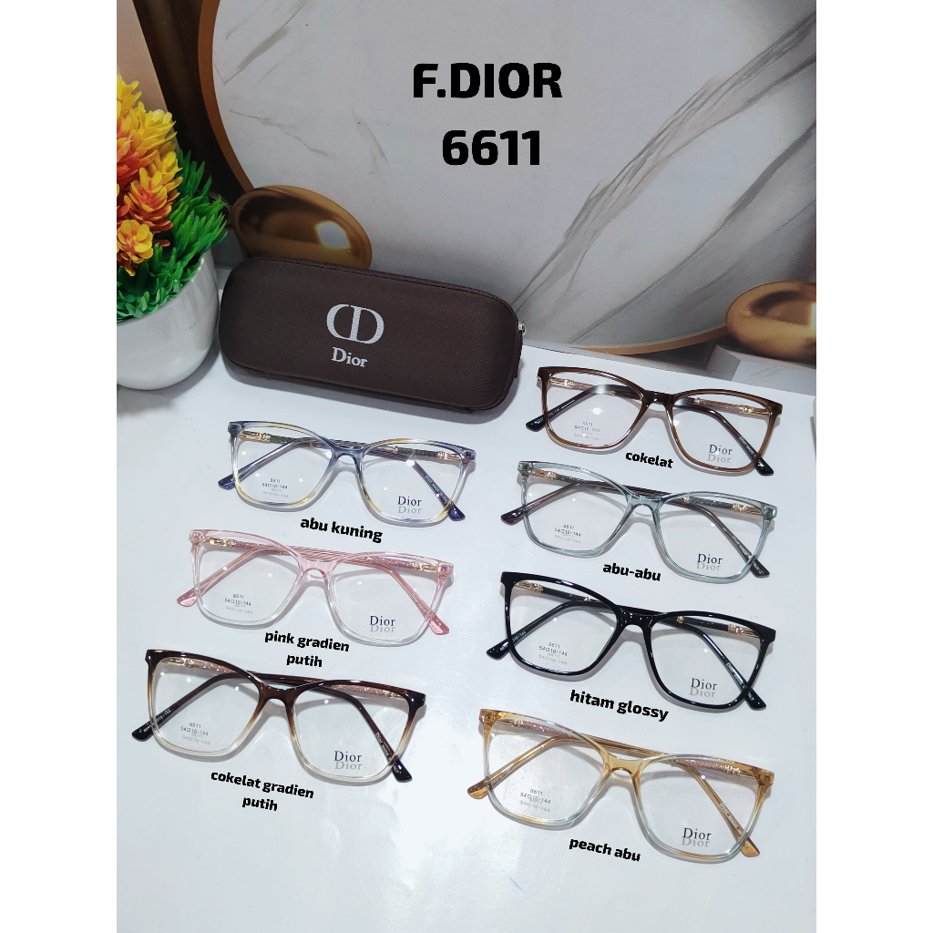 OptikTerang - Kacamata Frame DIOR 6611 Bluechromic Bluray Minus Fotokromik CRMC All Size Wanita