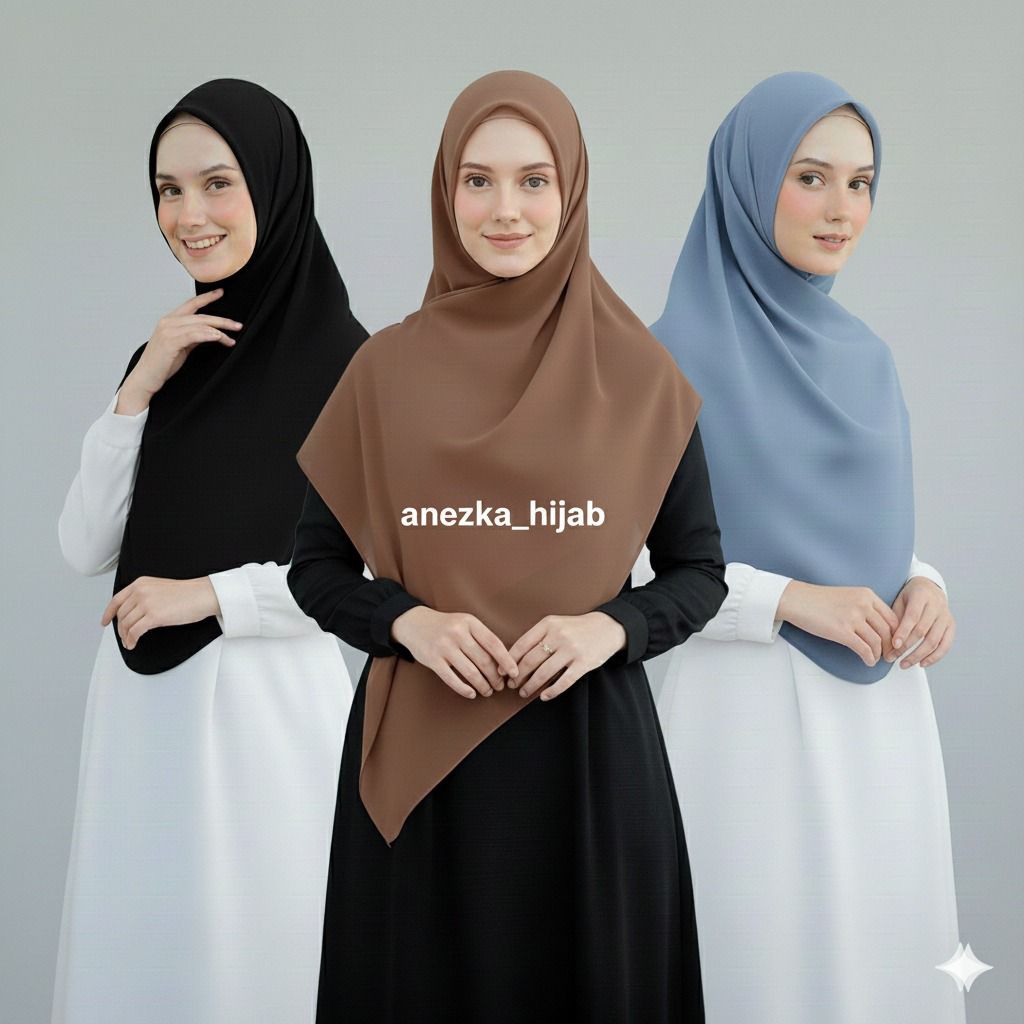 Anezka_hijab Syari Zipper Resleting Instan Jilbab Segi Empat Jumbo 150 x 150 cm