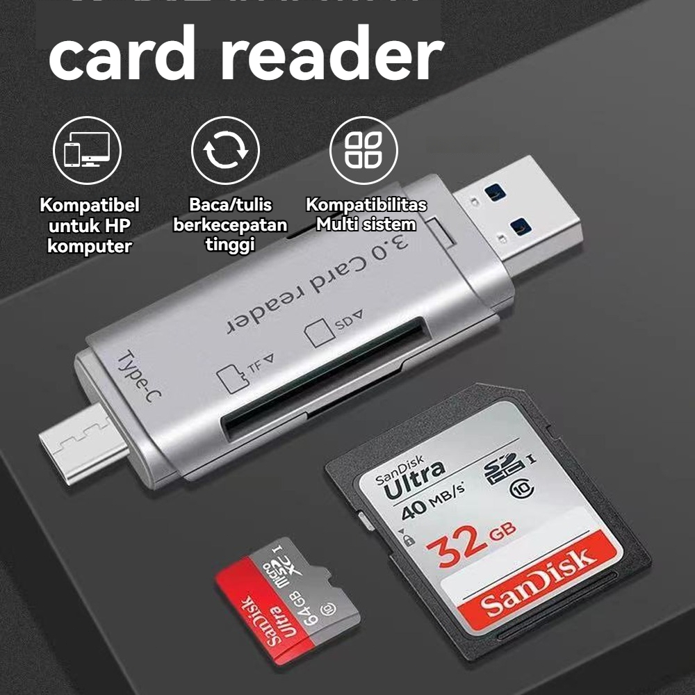 Reader 1 in 3 Card Smart High-Speed OTG Card Micro 4.0 SD Card C / TF Memory Type / USB Metal Read