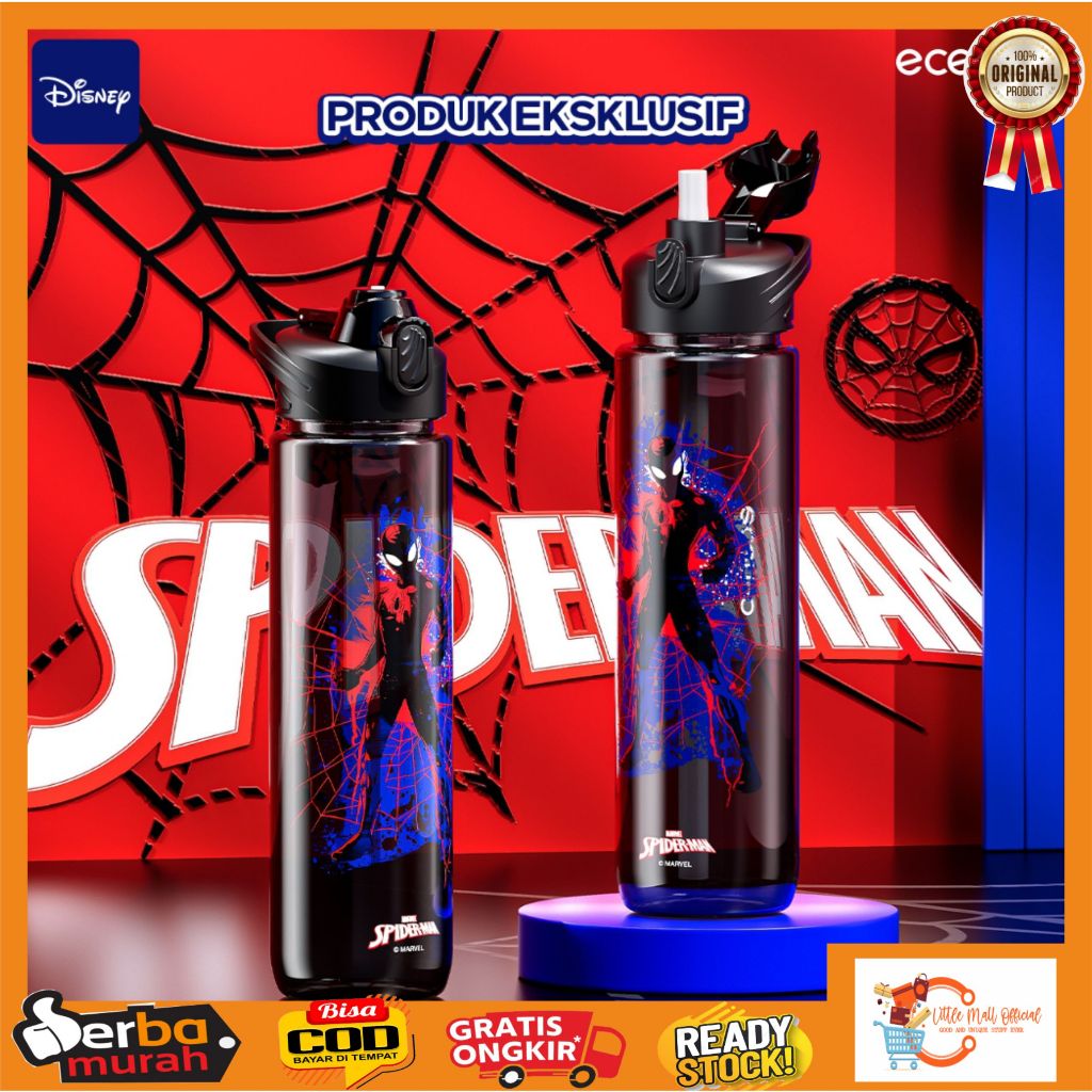 Little Mall BOTOL ECENTIO ANAK SPIDERMAN MARVEL SEDOTAN 1000ML ECENTIO BOTOL ORIGINAL TUMBLER ANAK