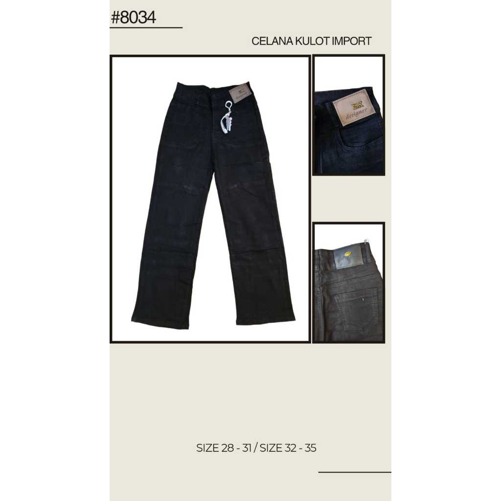 Celana Kulot Wanita kode 8034 - Kulot Jeans Hitam Import.