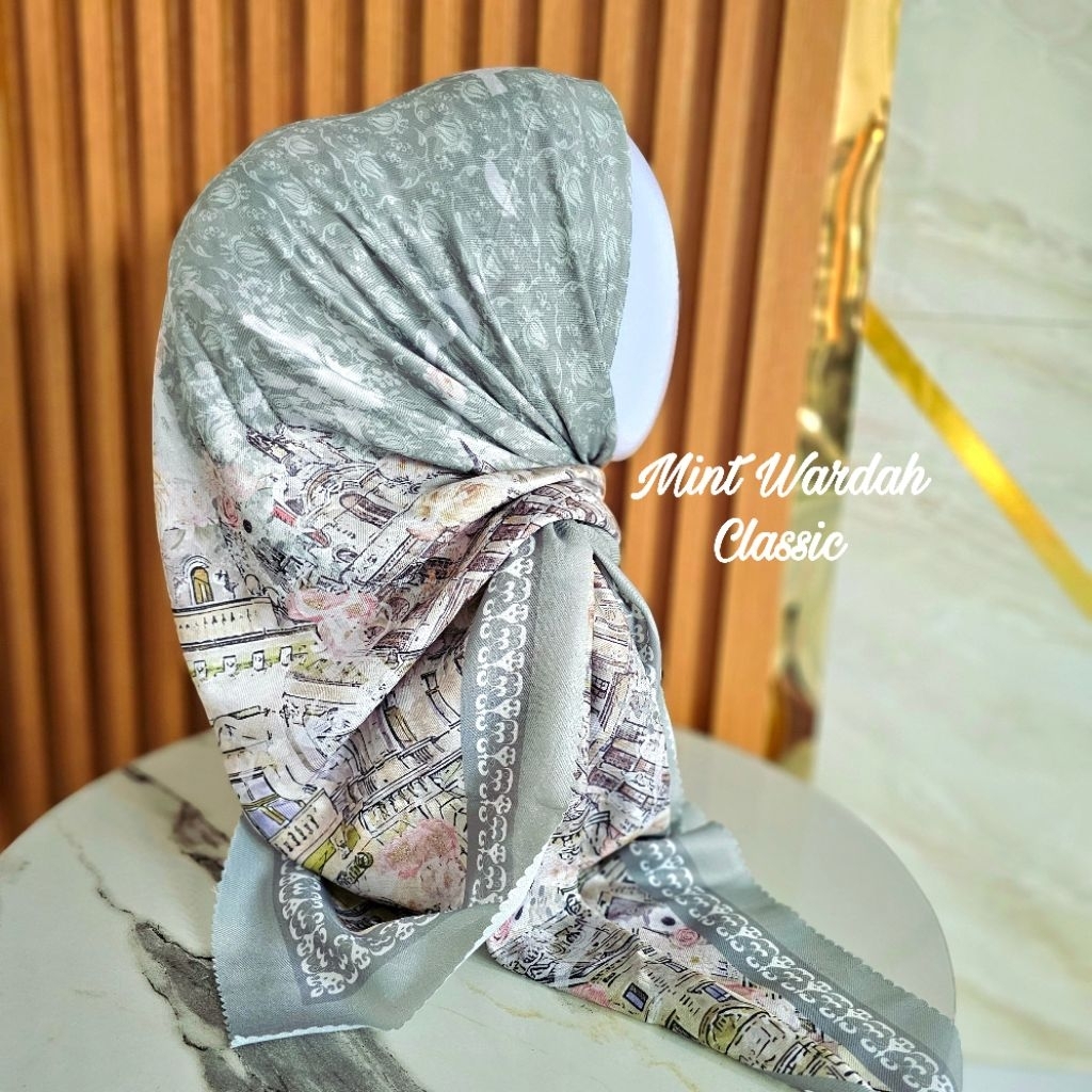 Voal motif mint wardah classic/ jilbab motif / jilbab segi empat