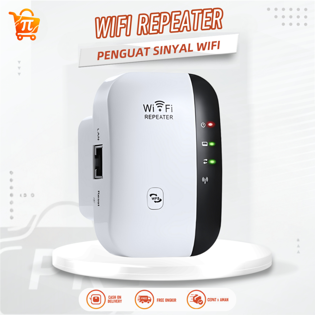 PIMART Mini WiFi Repeater Penguat Sinyal Rumah Wireless Extender 300Mbps Memperluang Jangkauan