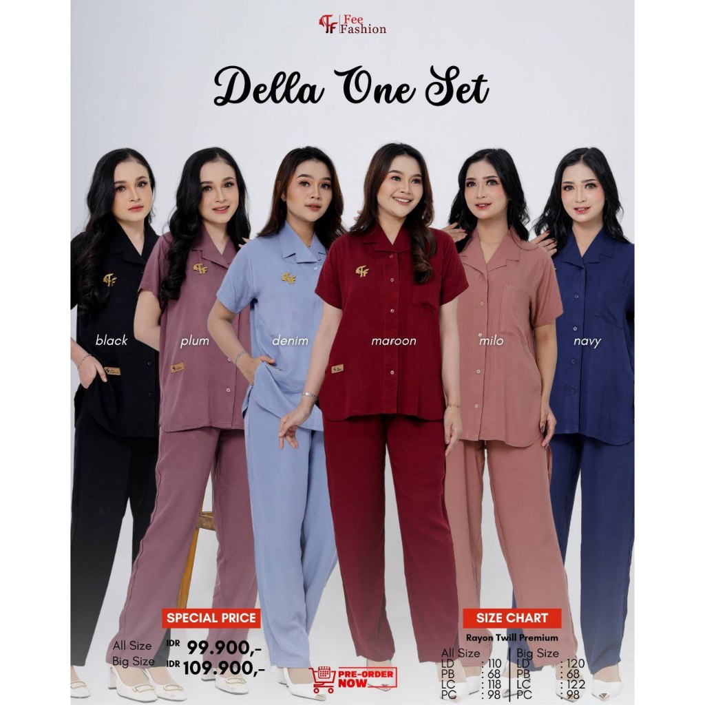 Fee Fashion Della Oneset Setelan Rayon Twill Premium Polos