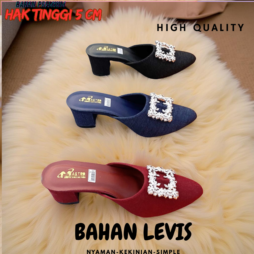 TUINJI -Sepatu / Sandal Wedges Selop Hils Wanita Dewasa Hak Tahu Tinggi 5 Cm Kondangan Graduation El