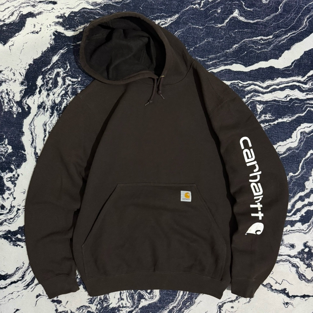 Carhartt spell out hoodie drkbrown