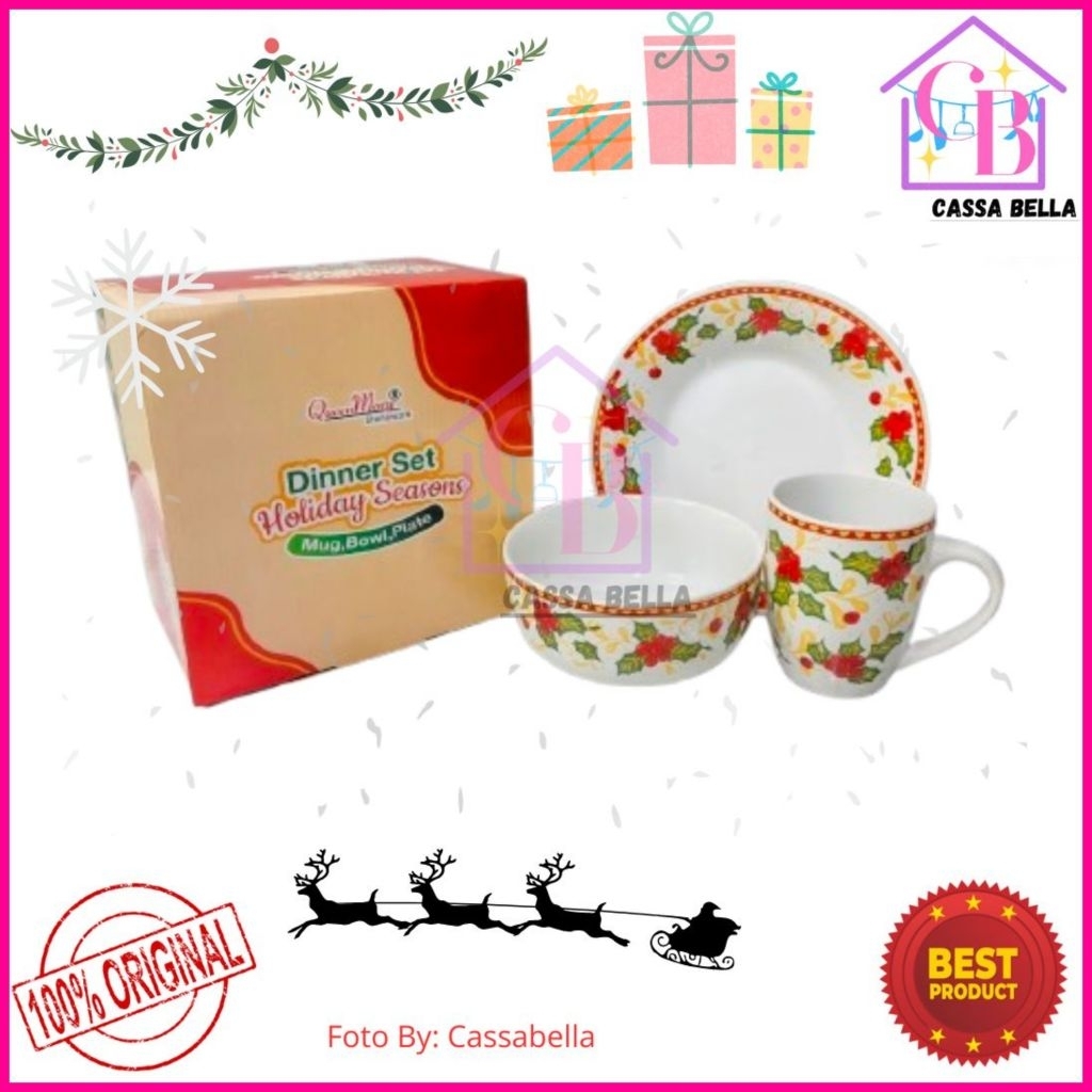 SPECIAL GIFT CHRISTMAS Dinner Set 3pcs / Hampers Mug Bowl Plate / Hampers Dinner Set 3pcs