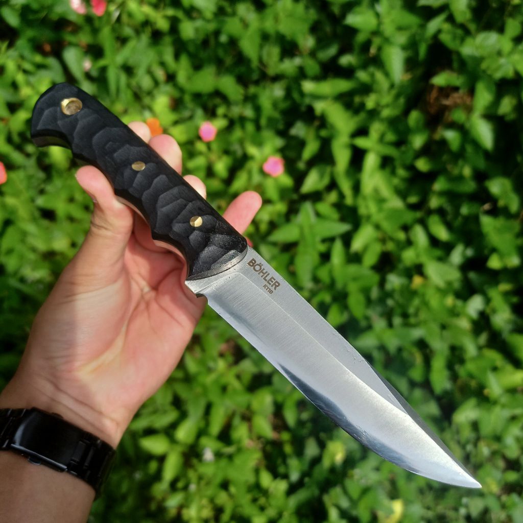 Pisau bushcraft survival outdoor seset sisit bohler k110 premium modern sarung kydex handle micarta