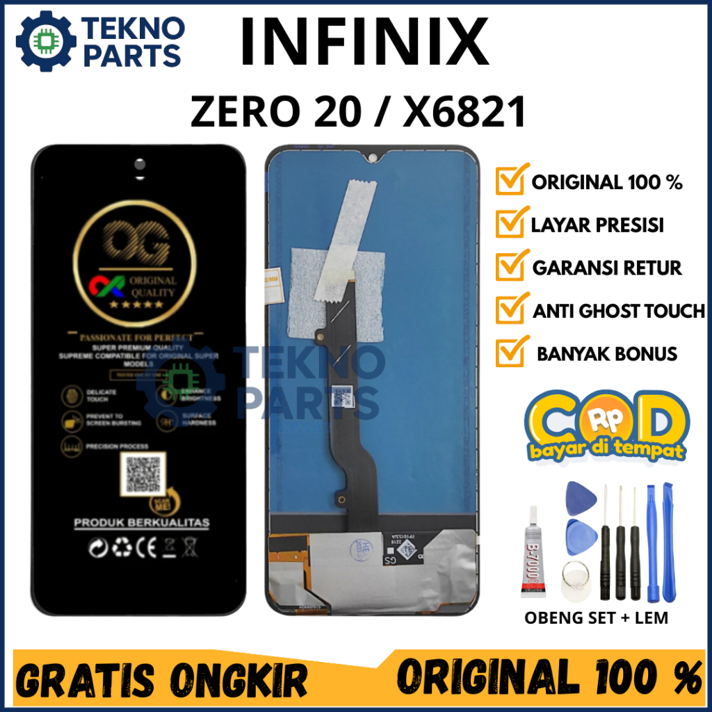 LCD Touchscreen INFINIX ZERO 20 /X6821 Original / LCD Original OG SUPER + Frame Meetoo Infinix