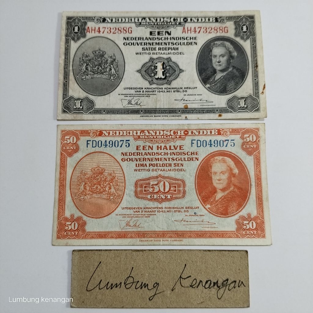 uang kuno Seri Nica 2 lembar tahun 1943