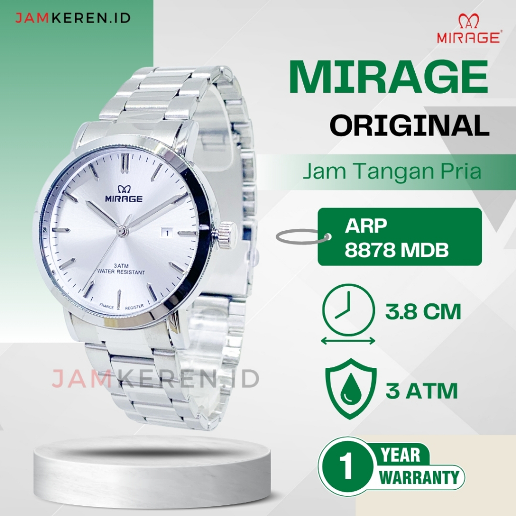 Jam Tangan Pria - Mirage - Jam Tangan Mirage Pria - ARP 8878 M Anti Air Original 100% Garansi Resmi
