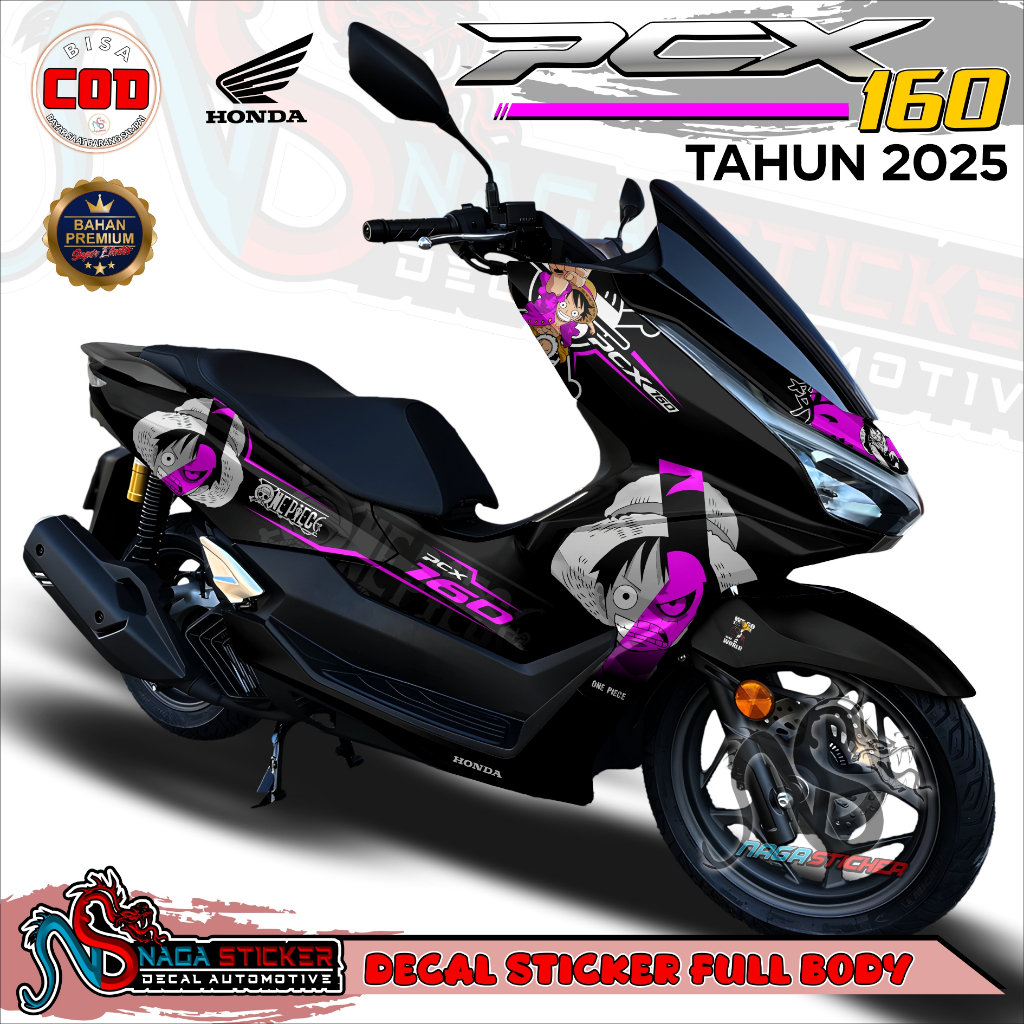 Decal Sticker Motor Full Body Honda PCX 160 2025 Variasi Luffy PXN05 Desain Bisa Custom Dekal