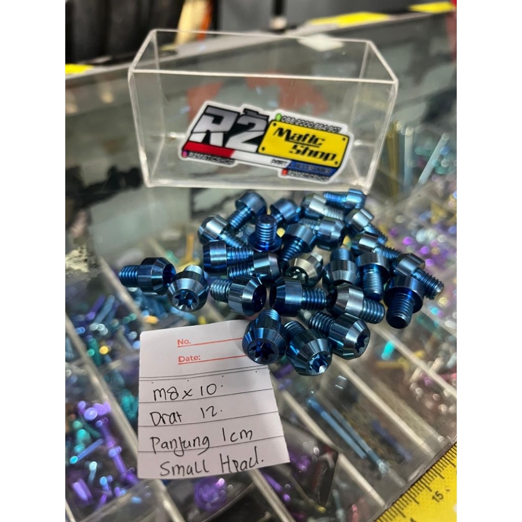 Baut Titanium m8x10 Drat 12  Panjang 1cm Small Head