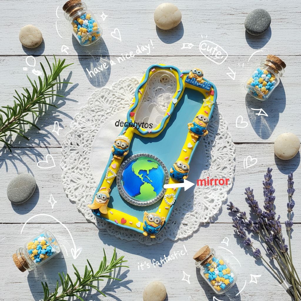 (decobytos) PRE-ORDER Decoden Phone Case Casing “Minion Pop Fun” For All Type HP Handmade Deco Cream