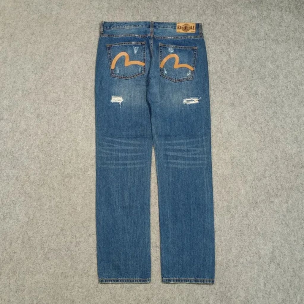celana ripped jeans panjang pria EVISU size 32 second straight