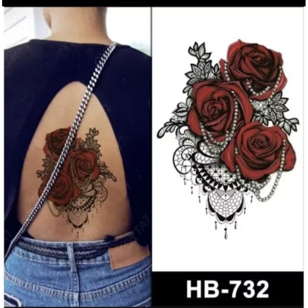 COD/NON Tatto Temporary MAWAR MUTIARA Hb_732 | Tato Tempel Tahan Air Anti Air Sementara