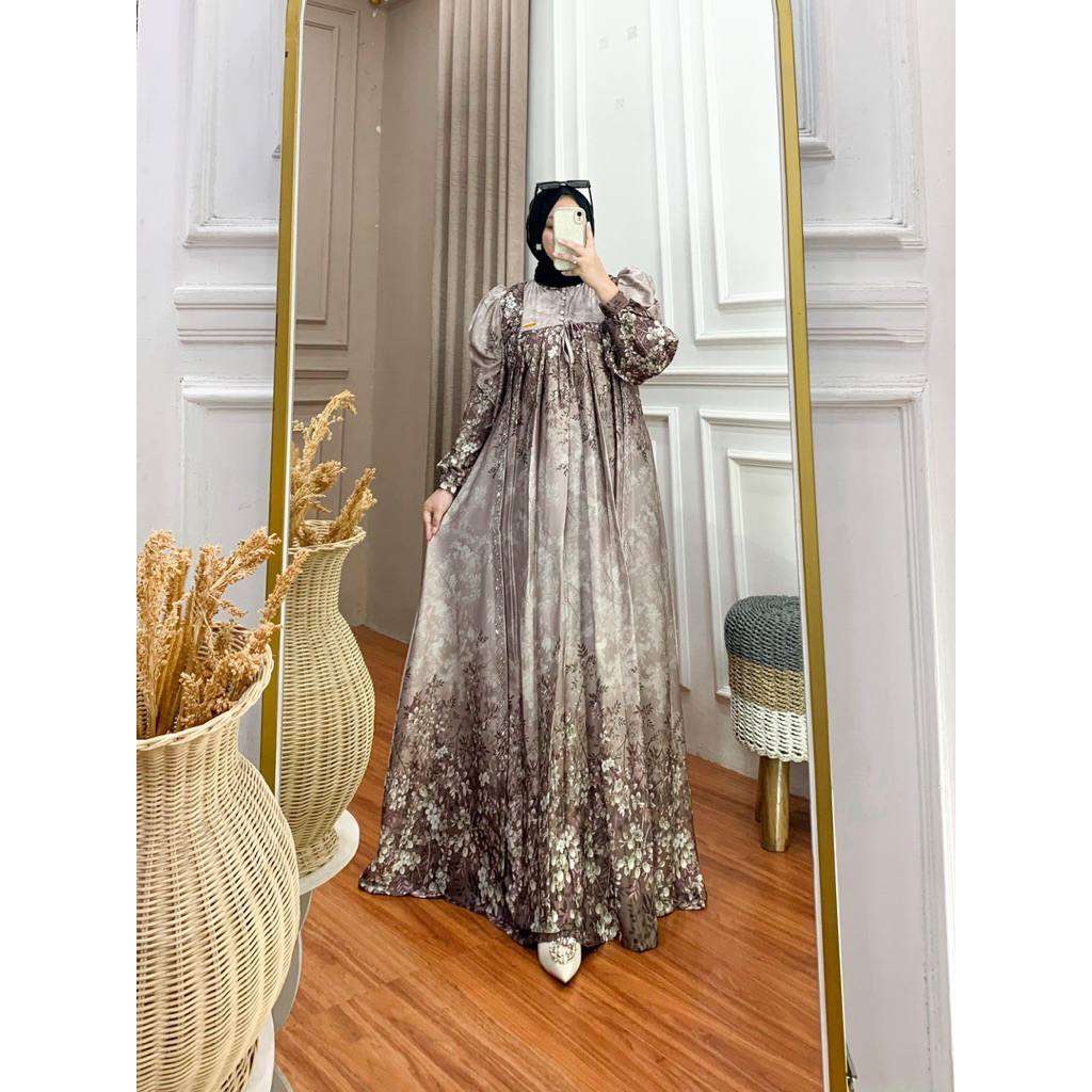 Gamis zaleta  Armani silk/gamis silky motif/gamis pesta/gamis remaja dewasa/gamis terbaru