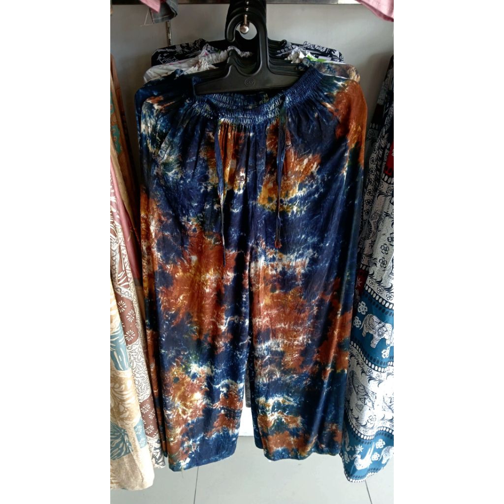 CELANA KULOT PANJANG RAYON MOTIF TIEDYE || CELANA KULOT RAYON || KULOT PANJANG BAHAN RAYON ASLI JOGJ